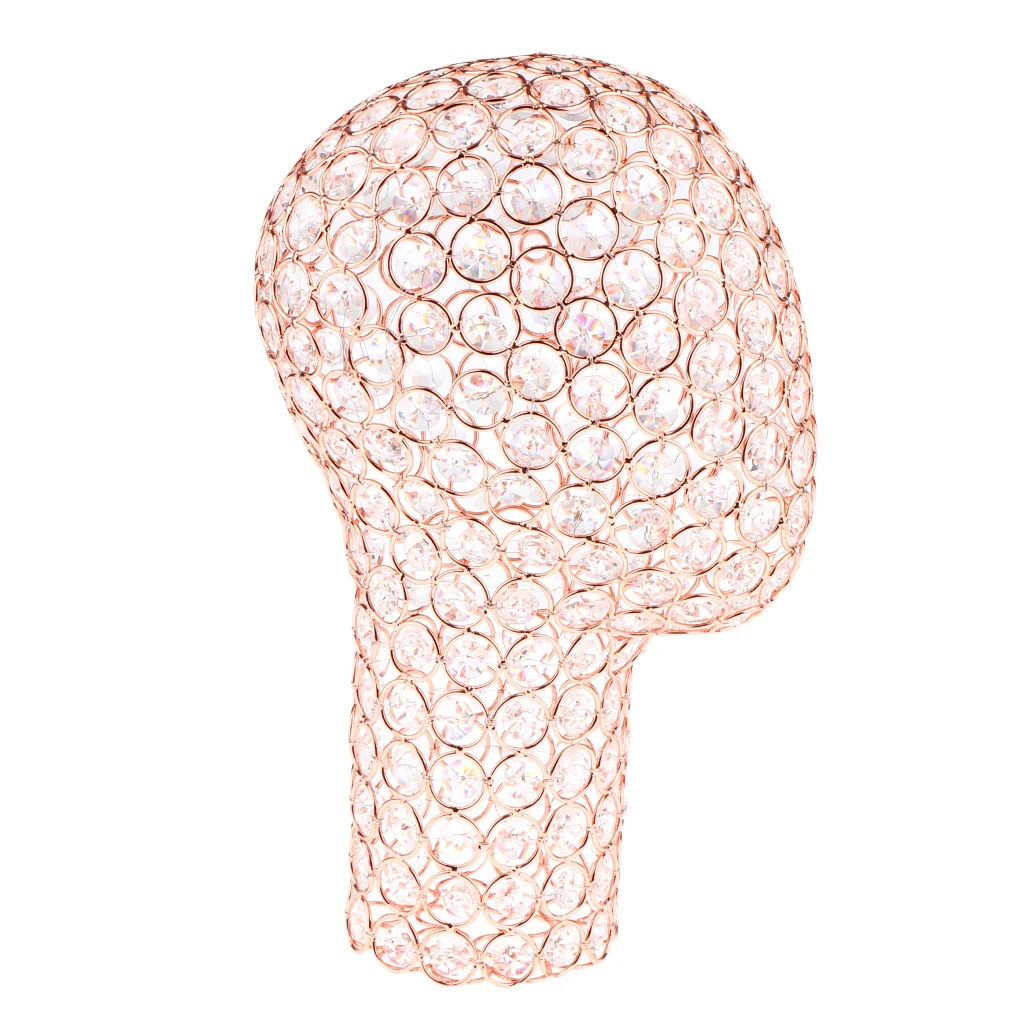 21 Inches Shiny Rhinestone Metal Mannequin Head Model Stand Manikin Wig Jewelries Hat Display Holder Rack