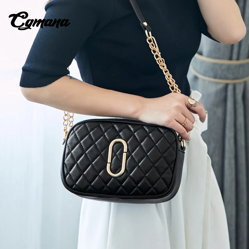 

CGmana Women Handbag 2018 Summer GIrls Leather Fashion Handbag Women Crossbody Bag Shoulder Diagonal Lingge Chain Handbag