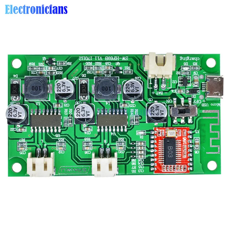 DC 5V 6W + 2X6W 2*6W 2 канала стерео Bluetooth усилитель плата литиевая батарея питание для