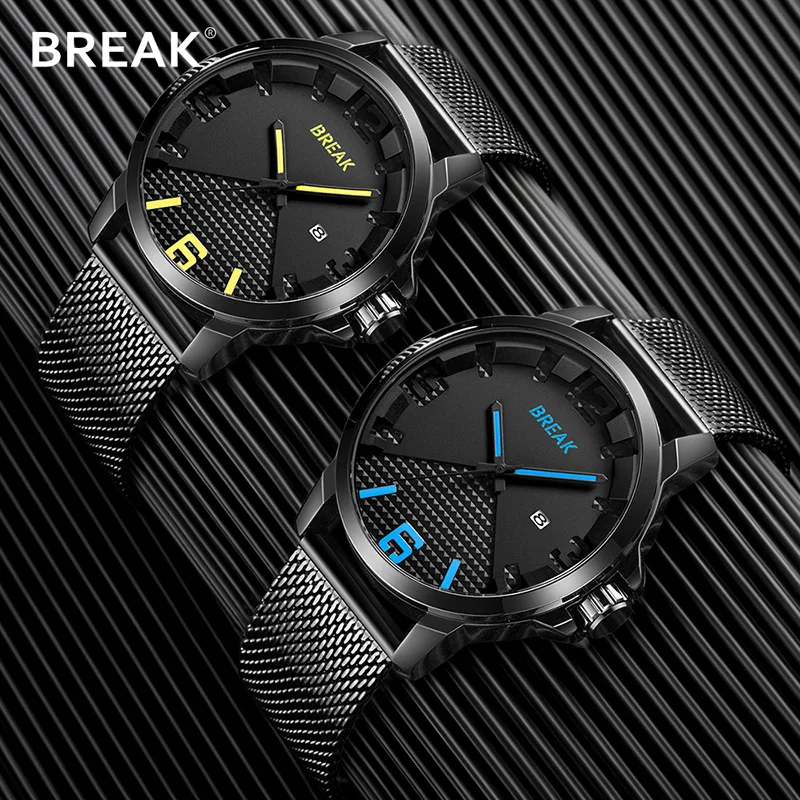 Мужские часы BREAK 2019 модные повседневные ведущей марки Подарочные Кварцевые