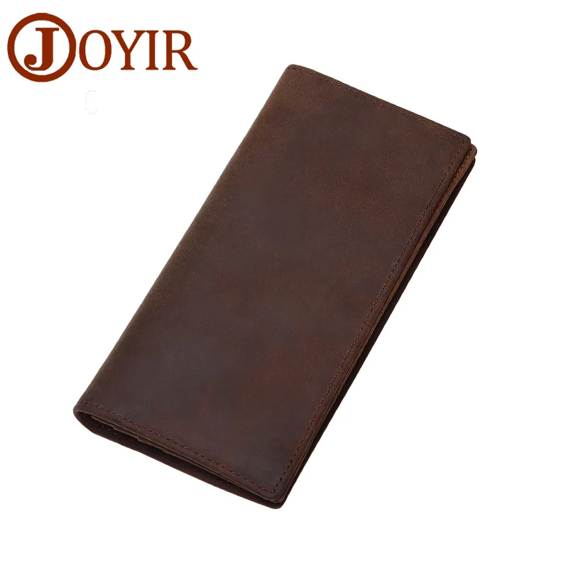 

JOYIR Vintage Crazy Horse Leather Men Wallet Thin Purse Money Holder Card Holder Solid Purse Long Wallet for Man Wallet Male