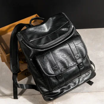 

060518 newhotstacy men leather backpack student school bag