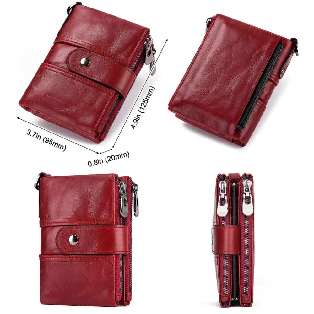 KAVIS Rfid 100% Genuine Leather Women Wallet Female Portomonee Coin Purse Short Male Money Bag Quality Designer Male Card Small