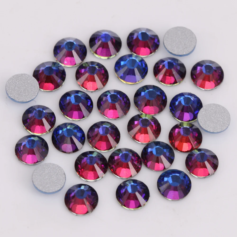 

Good Quality ss3-ss30 Crystal Vitrail Medium Flat Back Nail Art Glue On Rhinestones / Non Hotfix Crystals