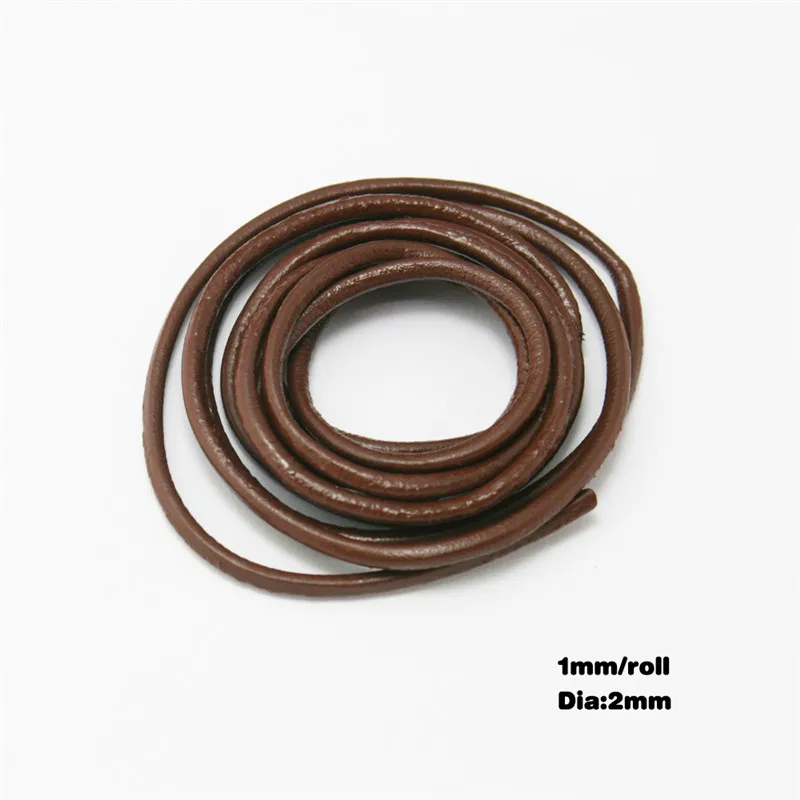 2mm Brown 1meter 1 мм/1,5 мм/2 мм натуральная кожа круглый шнур веревка для DIY ожерелье браслет DIY ювелирных изделий фурнитура Аксессуары 1 м - Цвет: 2mm Brown 1meter