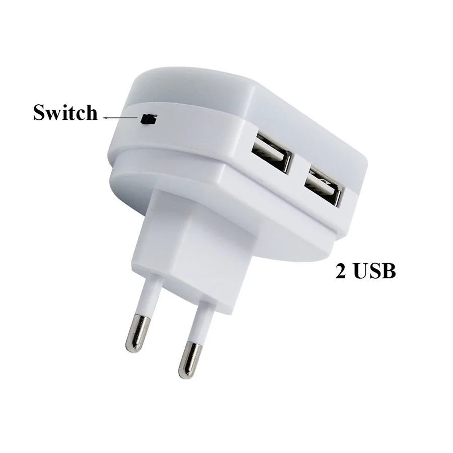 Мини светодиодный ночсветильник Thrisdar с 2 USB портами и зарядным