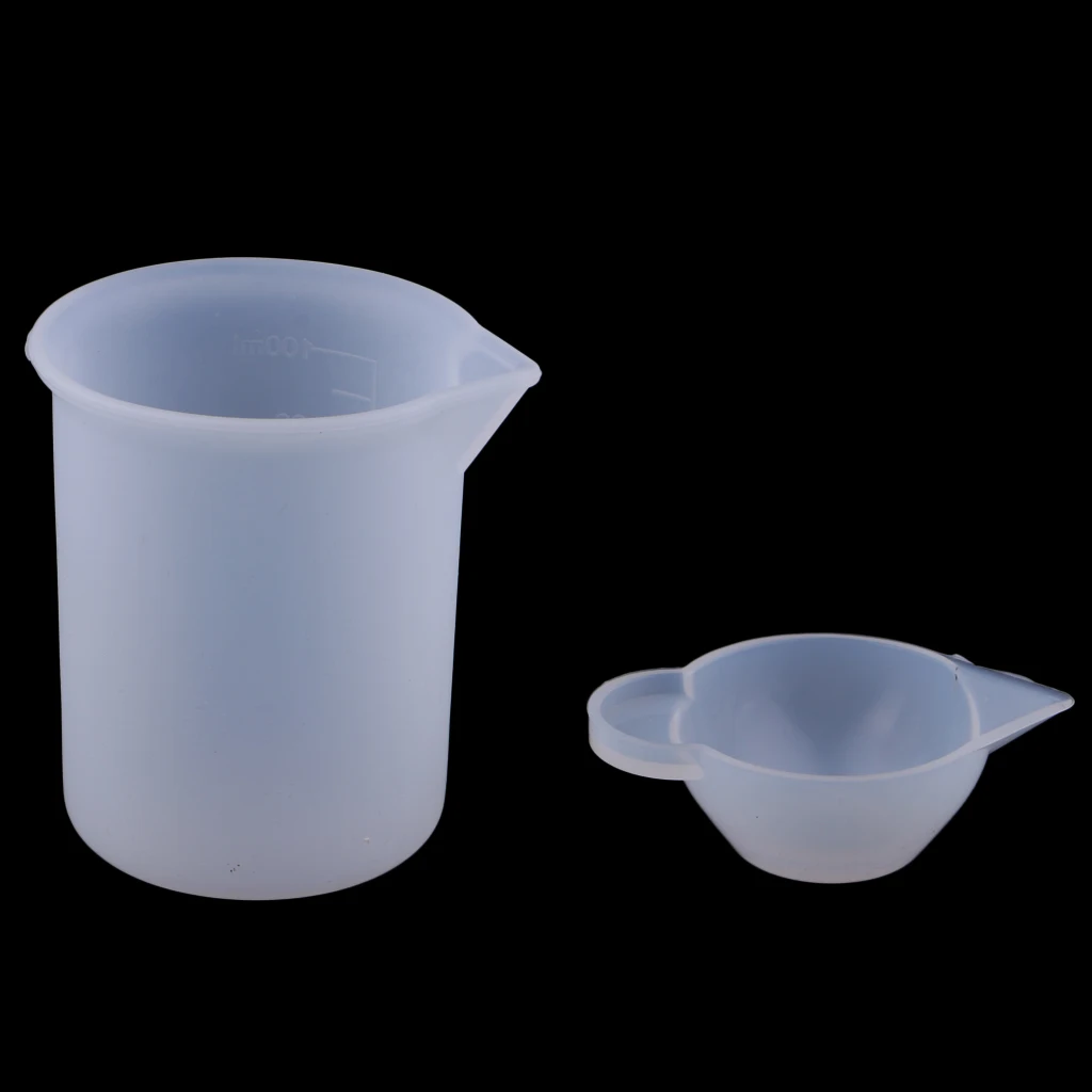 2pcs 100ml Clear Measuring Cup with Crystal Epoxy Resin Mixing Cup Silicone Resin Glue Tools Jewelry Making Handmade Craft DIY