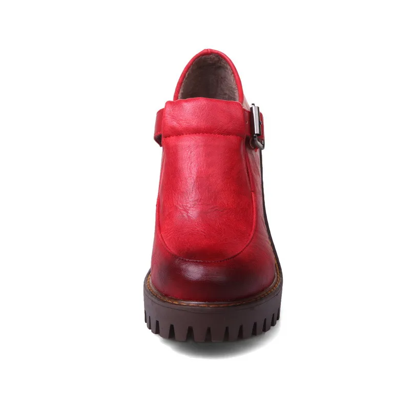 MoonMeek/ г. Новая весенне-Осенняя обувь женские туфли на платформе с круглым носком на высоком каблуке элегантные модельные туфли на платформе Большие размеры 34-43