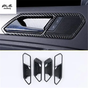 

4pcs/lot ABS carbon fiber grain car stickers Interior door shake handshandle decation for 2017-2018 Volkswagen VW Tiguan MK2 AD1