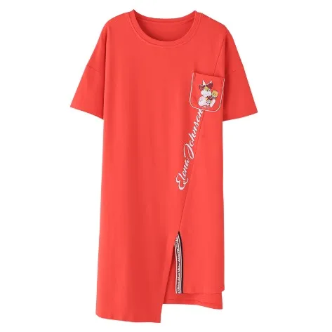 Летние Ночные рубашки трикотажные хлопковые женские ночные платья с героями мультфильмов сексуальное ночное белье короткий рукав круглый вырез мягкий большой размер Sleepwear ночное белье - Цвет: XG1949