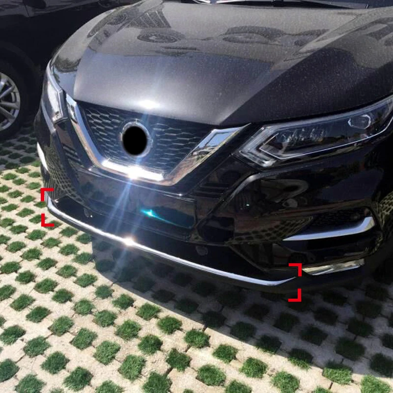 

For Nissan Qashqai 2018 Outer Front Bottom Bumper Protective Molding Strip Trim 1pcs Chrome Car-styling accessories