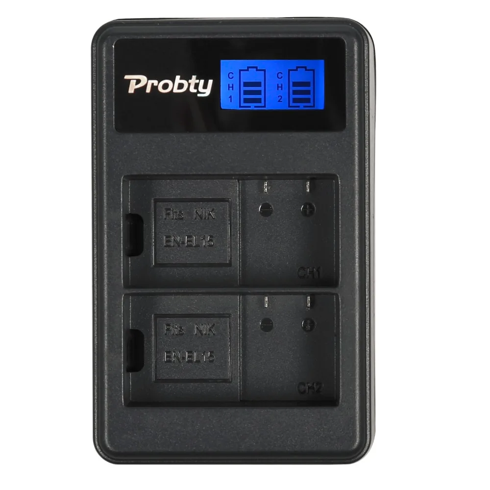 PROBTY New EN-EL15 EN EL15 ENEL15 USB LCD Dual Charger For Nikon D600 D610 D600E D800 D800E D810 D7000 D7200 V1 | Электроника