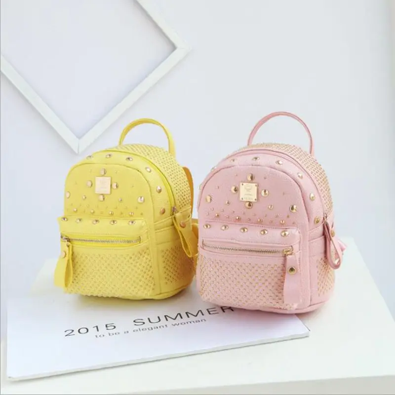 Free shipping 2017 new leisure rivet rucksack high quality women shopping package ladies preppy style backpack