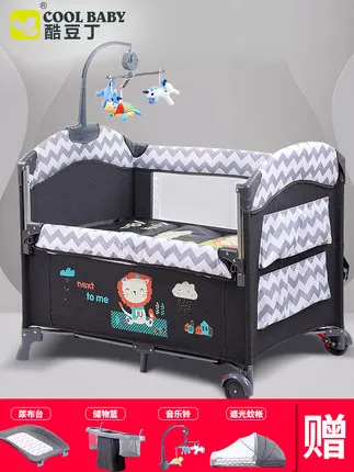  Multifunctional crib foldable portable baby bed cradle bed crib can be spliced large bed free insta