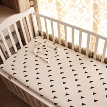 1pc Baby bed fitted sheet black white style knitted 100% cotton fabric baby crib bed sheet plus Triangle elephant for boys girls