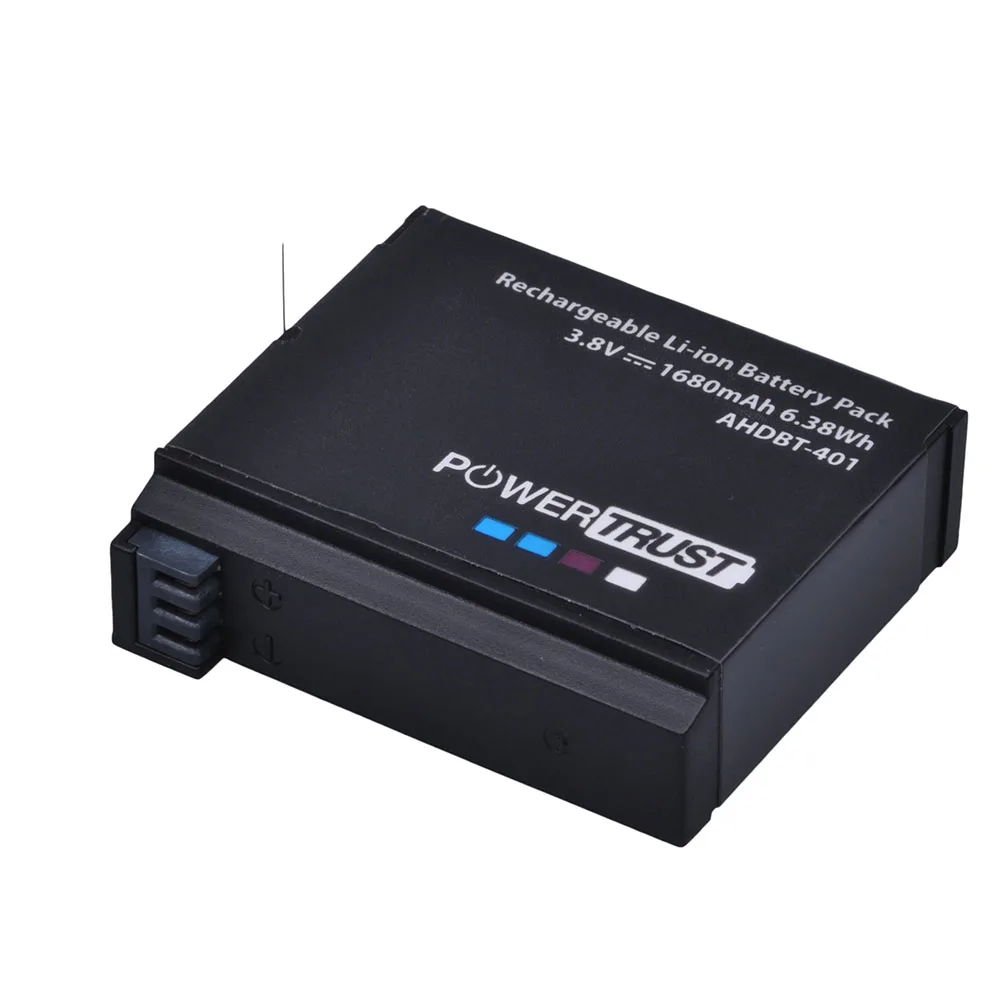 PowerTrust 1680mAh 2 шт AHDBT-401 AHDBT 401 AHDBT401 батарея+ двойное зарядное устройство USB для экшн-камеры GoPro Hero4 HERO4