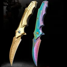 1 шт. карманный складной нож Karambit для выживания тактическое лезвие для коррозии дамасский цвет титановые боевые инструменты CS GO охотничьи ножи