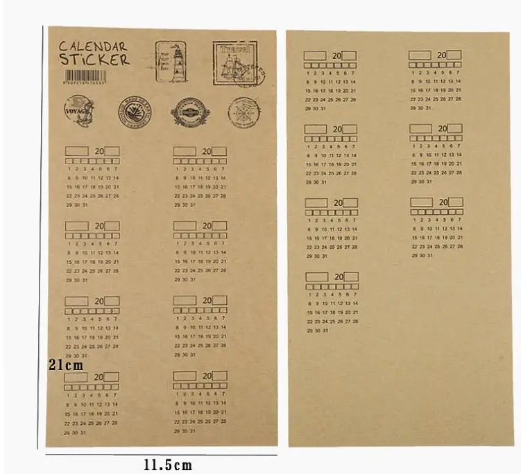 4 листа/упаковка, крафт-бумаги, рукописный календарь, записная книжка, указательная этикетка, наклейка, календарь, органайзер для стикеров, кавайные канцелярские принадлежности