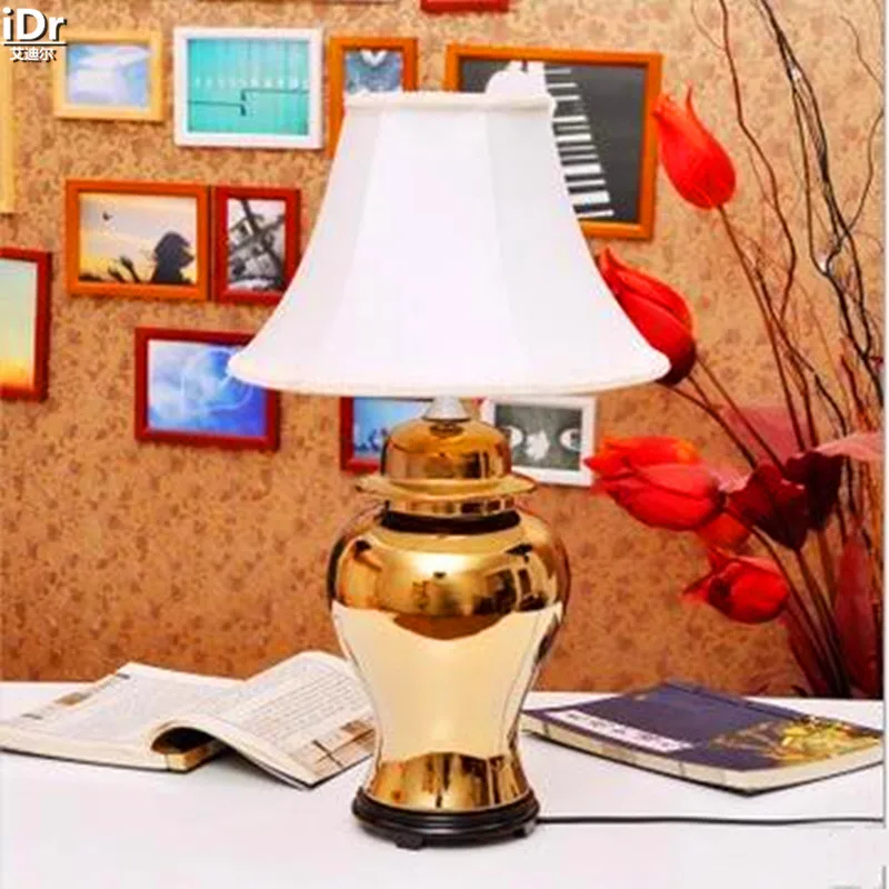 Ceramic lamp bedroom bedside lamp light classical gold generals cans
