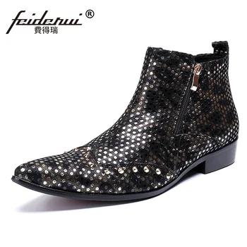 

Plus Size Italian Designer Pointed Toe Man Handmade Shoes Fashion Genuine Leather Men's Cowboy Riding Ankle Boots SL366