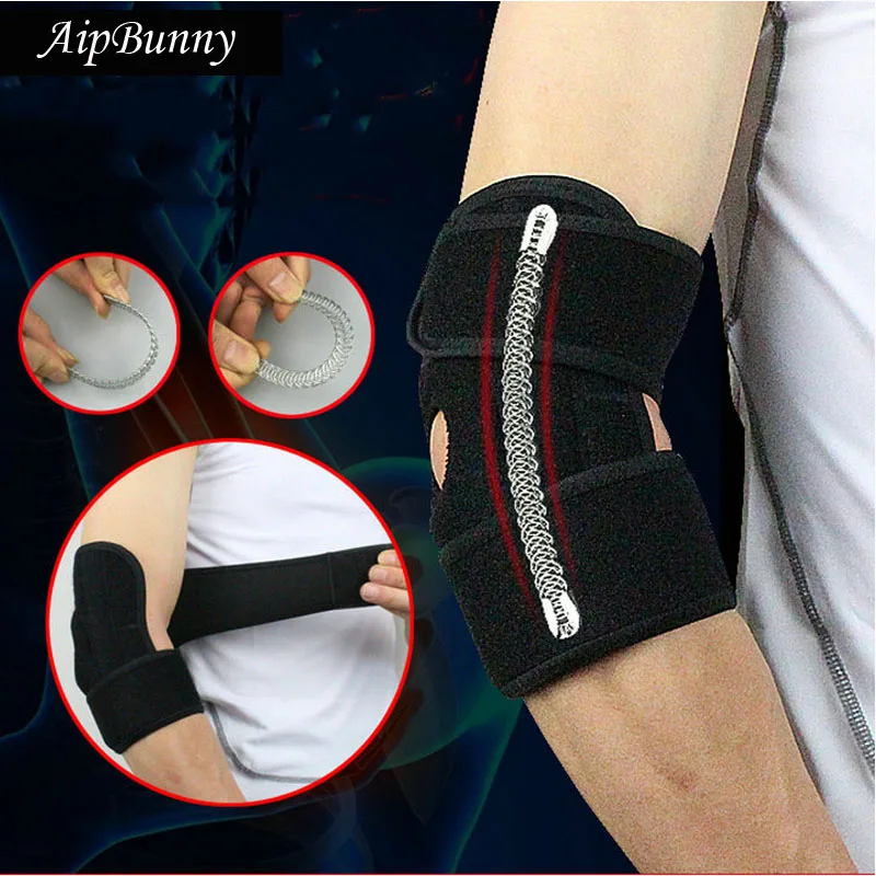 

2 Pcs AipBunny Adjustable OK Cloth Professional Elbow Pads Support Sport Safty Workout Elbow Protector Black One Size