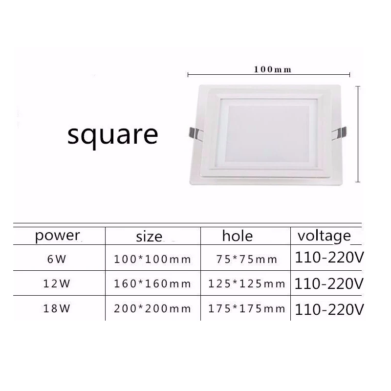 1 шт затемнения панельный локальный светодиодный светильник супер яркий Стекло квадратный круглый потолочный встроенные светильники