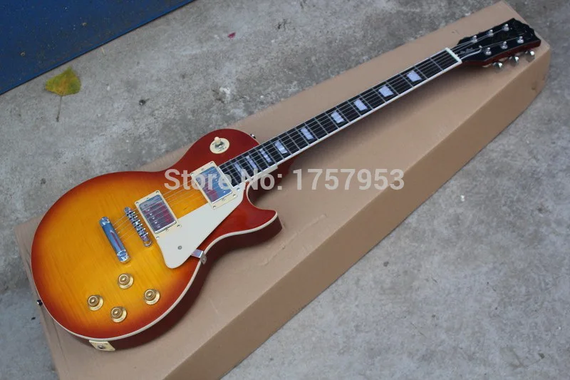 

custom guitar factory Top Quality Standard l Electric Guitar with Flamed Maple Top Cherry Sunburst Free Shipping 1111
