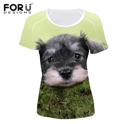 FORUDESIGNS Schnauzer Terrier/женские футболки с 3D принтом; летняя модная одежда с короткими рукавами для девочек; топы; Студенческая футболка; рубашка - Цвет: HM3070BV