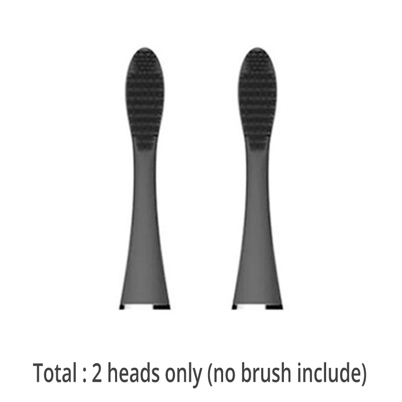 2 Black heads only Силиконовая зубная щетка, акустическая волна, USB, звуковая зубная щетка, перезаряжаемая, для отбеливания зубов, вращающаяся, мягкая щетка, головки - Цвет: 2 Black heads only