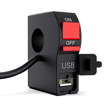 

22mm 7/8" Universal Motorcycle Handlebar Start Flameout Switch ON OFF Button With USB Charger For Yamaha ATV 4 Wire Connectors