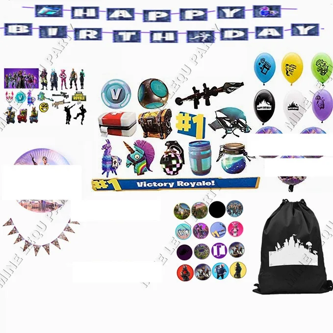 

Battle Royal Video Game Llama Party Supplies Birthday Pack of Plates Cups Napkins Table Cover Balloons Cake Topper Wall Sticker