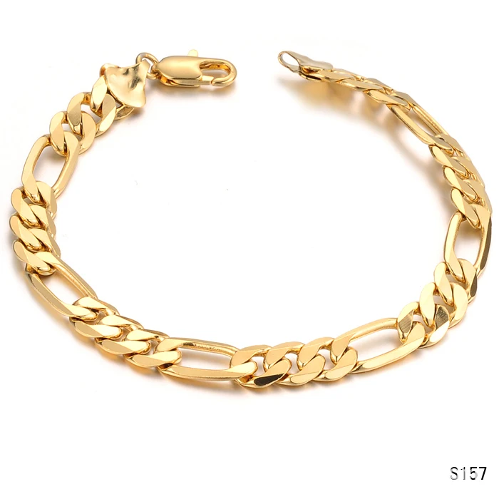 

Fashion Personality Men's Curb Chain Golden Color Link Luxurious Bracelet LXH