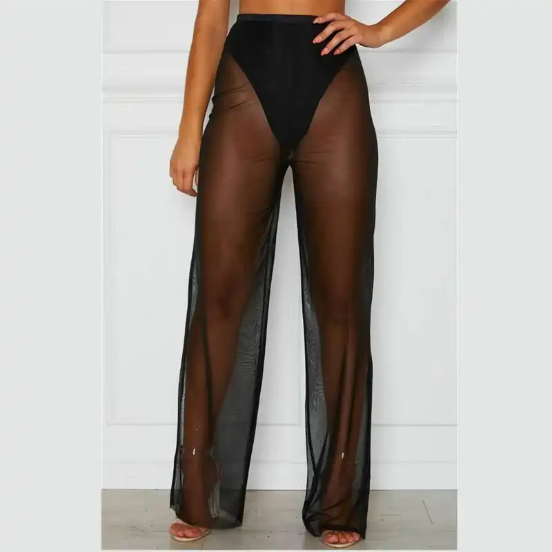 flared mesh trousers