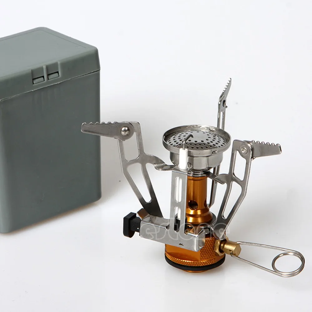 New Portable Outdoor Picnic Gas Foldable Campings Mini Steel Stove Case
