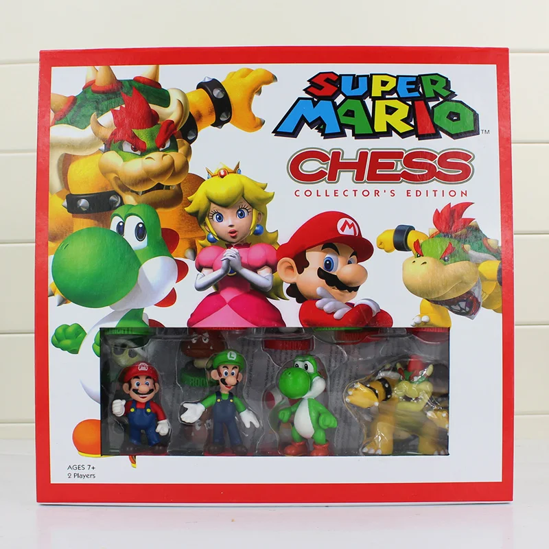 Super Mario Bros Chess PVC Action Figures Toys 3.5-7cm Kids Toy Gifts With Color Box