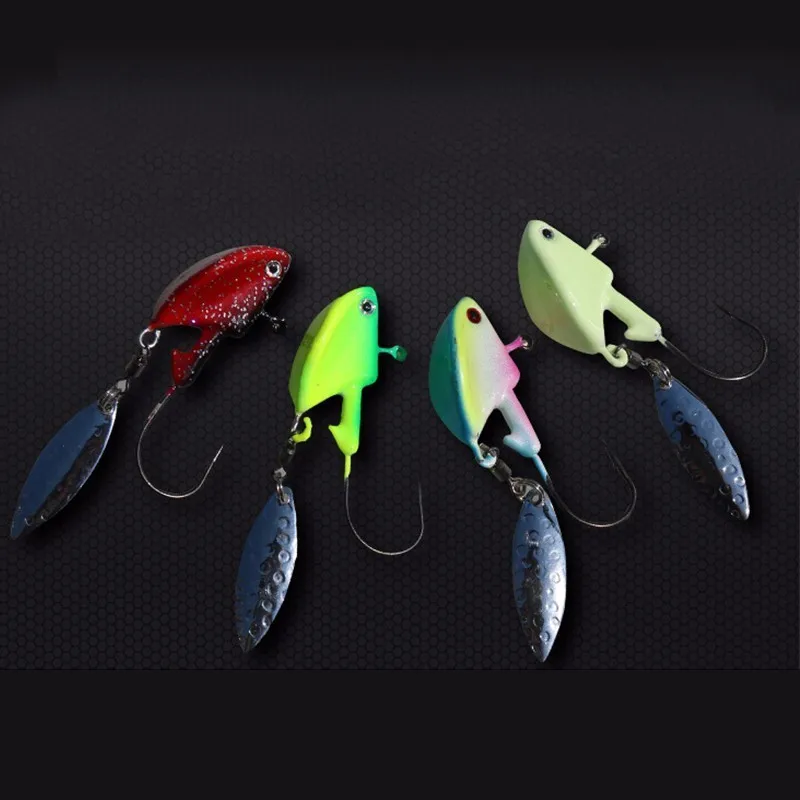  Outdoor Lure Fishing Spinner Bait Jig Head Willow Blade Noctilucent Light Swimming Jighead Bait Sho