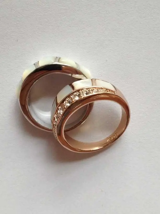 Доставка&gt-Мода 18 К GP Белый Позолоченный Инкрустация Shell Джейд Кольцо AAA Размер: 6-9