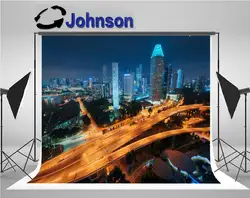 Singapore City Skyline ночной фон для фотостудии Высокое качество Компьютерный принт настенный фон