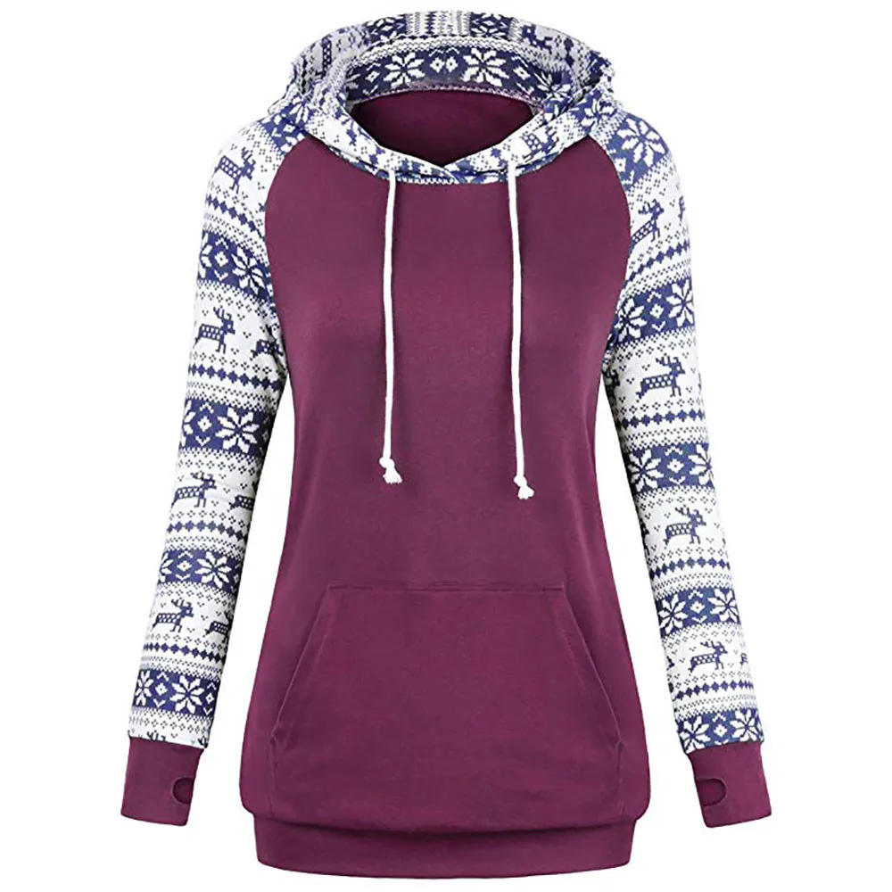 

Women's Xmas Christmas Colorblock Geometric Sweatshirts Hoodies With Pockets Ariana Grande Hoodies For Girls Pullover L30722