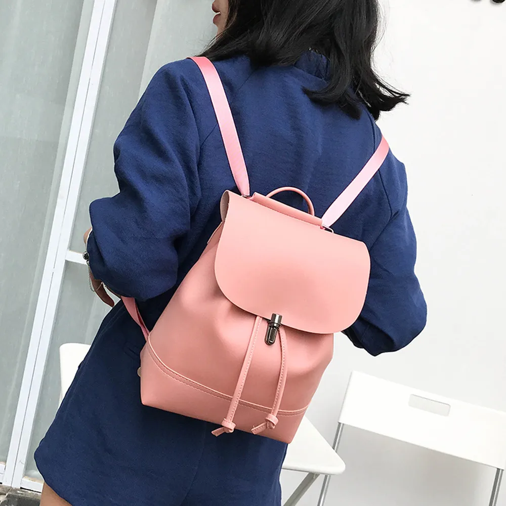 Однотонная одежда Hasp кожаный рюкзак сумка для женщин ранцы мягкая ручка Mochilas Escolares Para Adolescentes