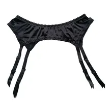 Женские подвязки черный блеск металлические зажимы/пряжки сексуальный подвязка Пояс для чулок, женские подтяжки ремень сексуальное белье GA1273