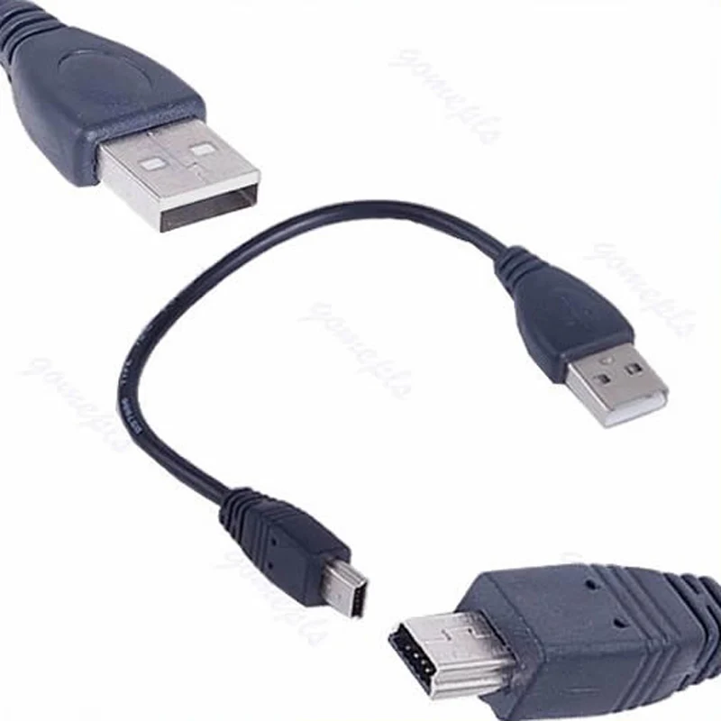 

New USB Short 2.0 A Male to Mini 5 Pin B Data Charging Cable Cord Adapter