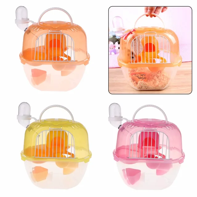 Hamster Cage Outdoor Portable Travel Double Layer Living House Carrying Plastic Habitat Cages Small Animal Supplies 1