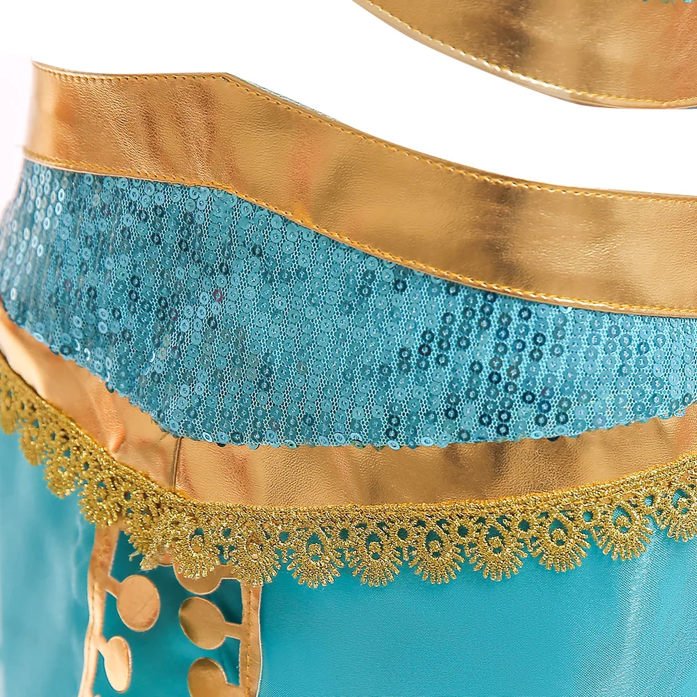 Jasmine Costume Kids Girls Belly Dancer Dress Aladdin Lamp Princess Dress For Girl Halloween Costume for Kids Top&Skirts Pants