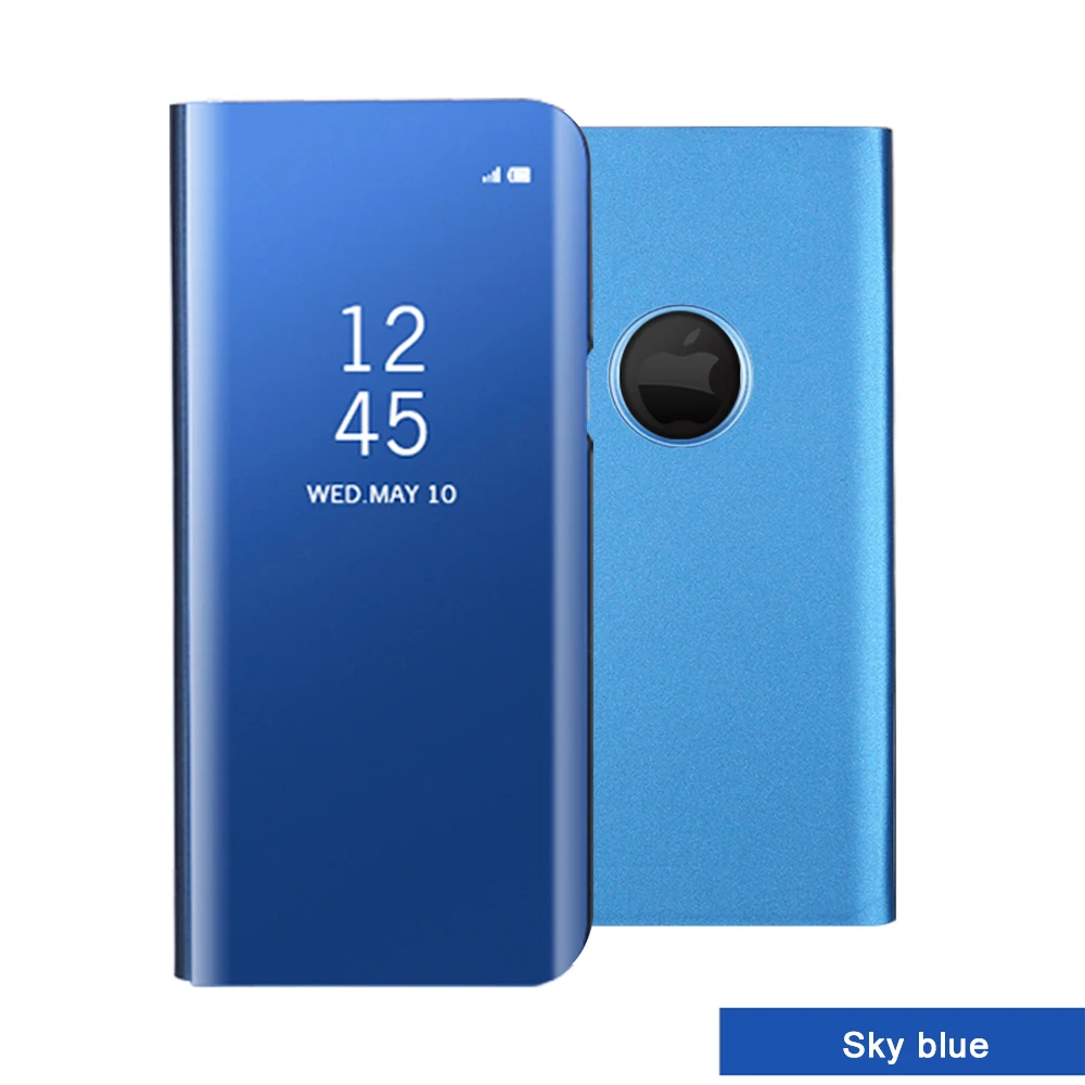 Прозрачный зеркальный умный чехол для телефона для iphone XR X 8 7 XS Max 6 6S Plus, откидной кожаный чехол-подставка для iphone XS Max, чехол - Цвет: Blue