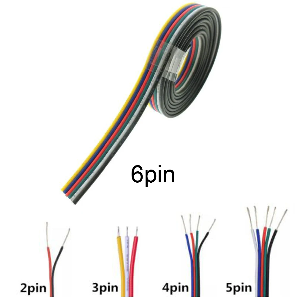 1 м/5 м/10 м/20 м светодиодный шнур разъем 22AWG 2 контакта 3 4 5 контактов 6 для