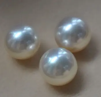 

three round 10-11mm natural south seas White loose pearl undrilled
