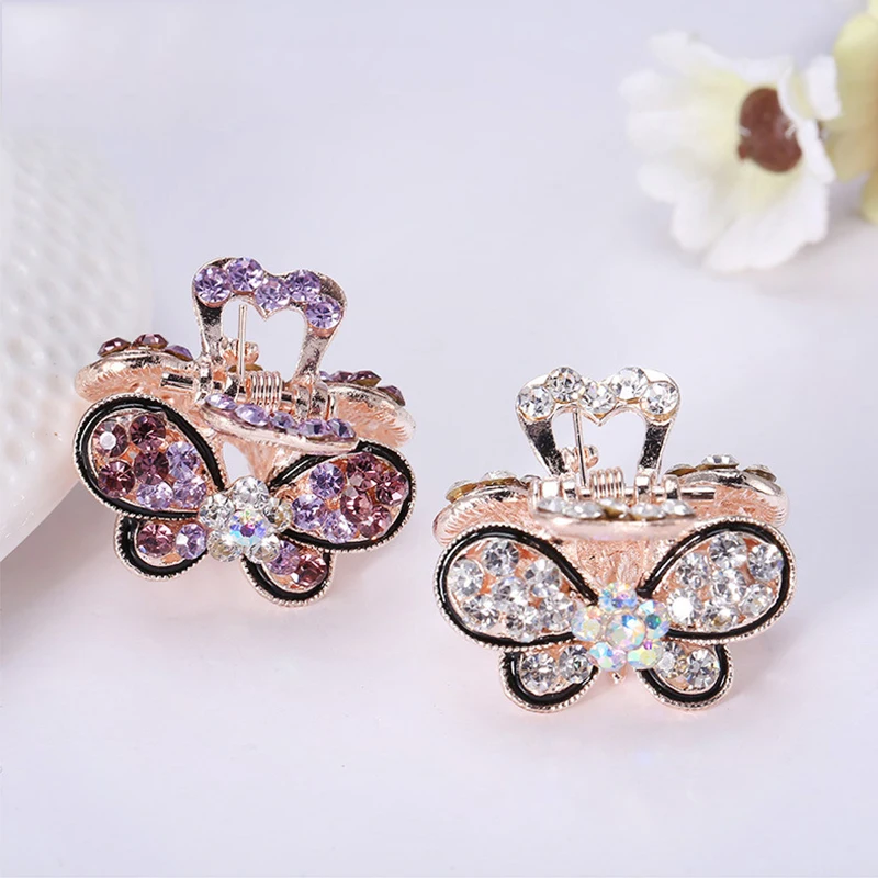 

Hot Sale 1PC Rhinestones Hair Claws Cute Crown Barrettes Crystal Mini Butterfly Hairpins Accessories