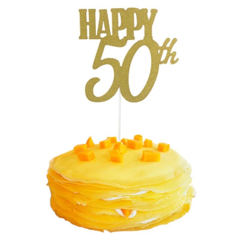 Украшения на день рождения для детей и взрослых, блестящие золотые бумажные топперы для торта, 1 пара, 30, 40, 50, 60, 16, 18 лет, с днем рождения