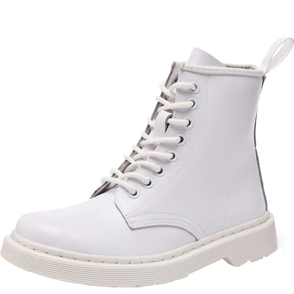 

Lovirs Women's Round Toe Lace-up Ankle Boots Flats Ladies Leather Combat Booties Martens Boots